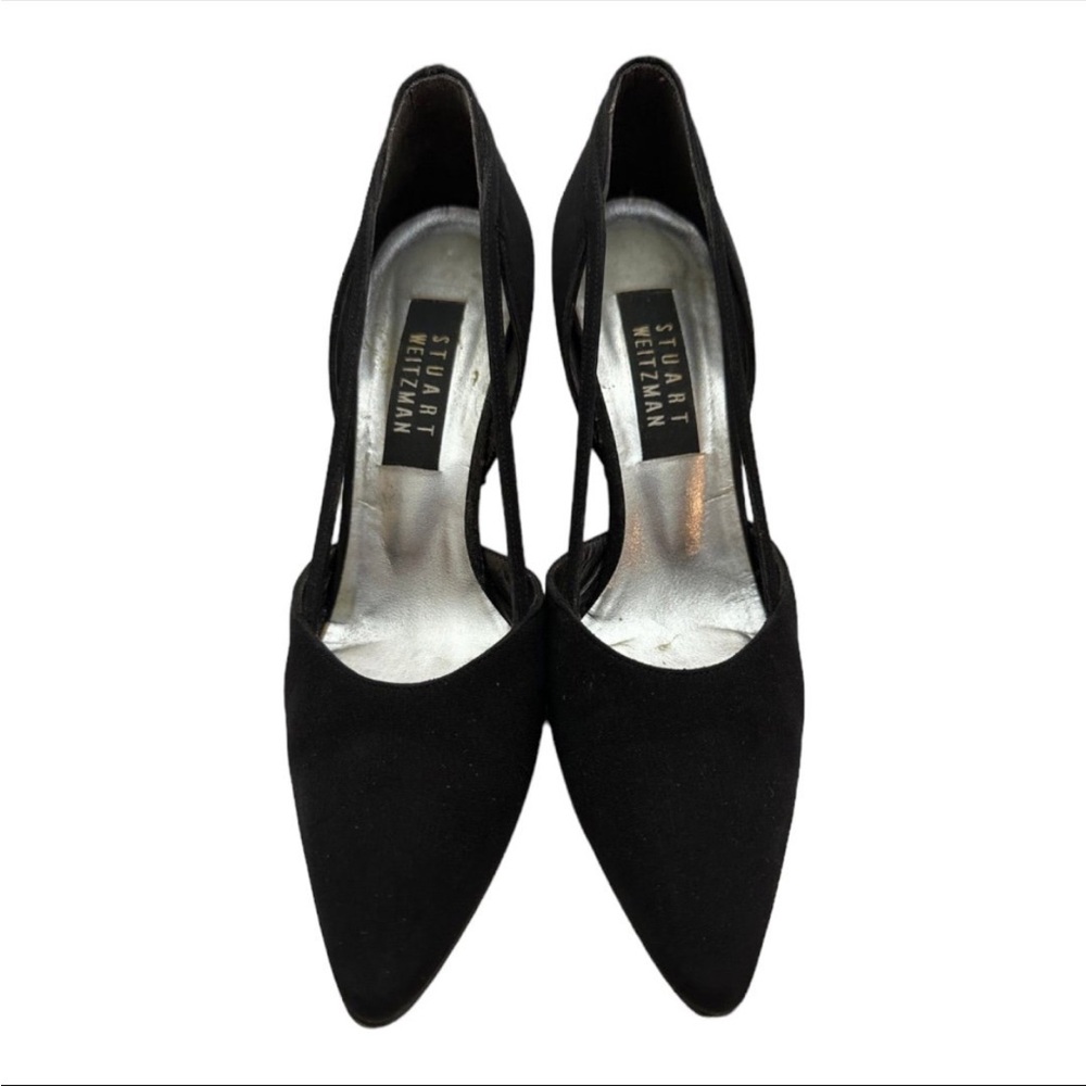 Stuart Weitzman Black Fabric Leather Sole Pumps Size 7M